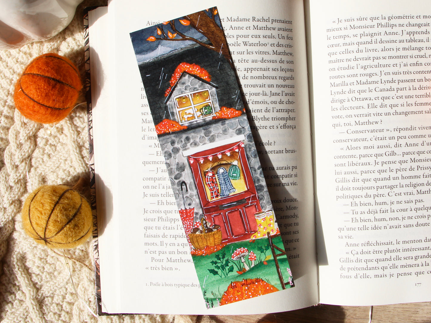 Marque Page - Cottage sous la pluie