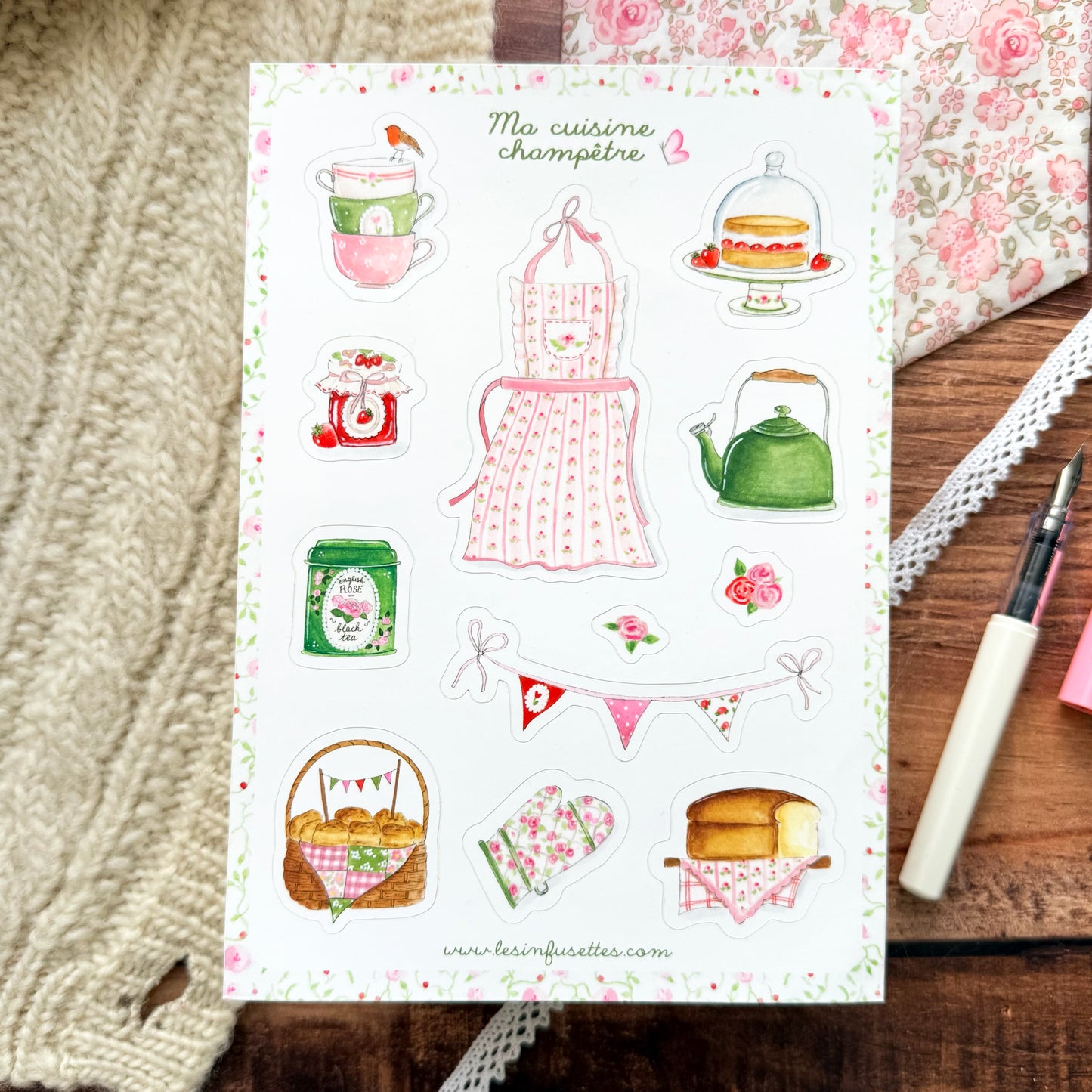 Planche de stickers A5 - Cuisine champêtre